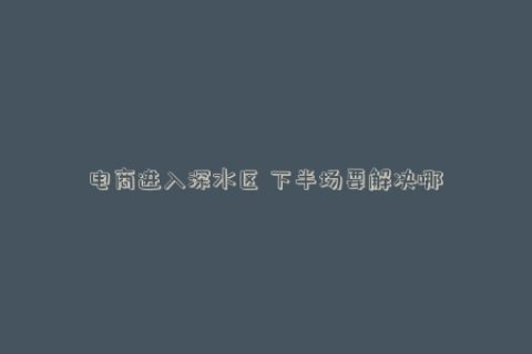电商进入深水区 下半场要解决哪些问题？